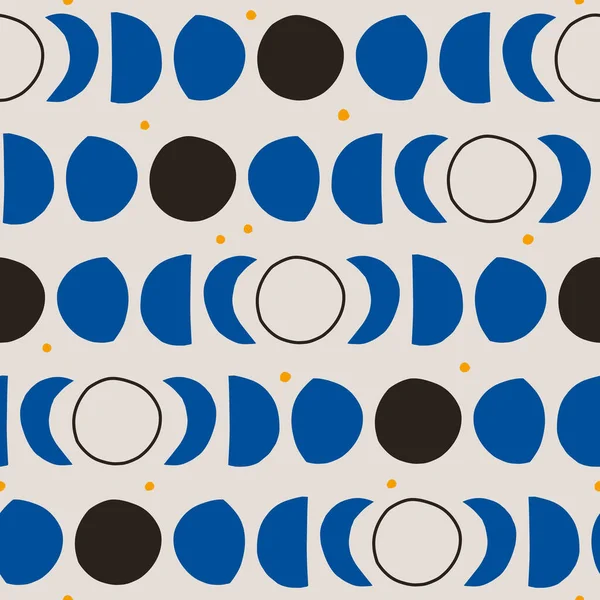 抽象的な手描きのムーンサイクルパターン 三日月 星のテクスチャ 夢のような夜空の背景 — ストックベクタ