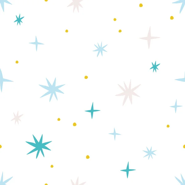 Nahtlose Abstrakte Textur Mit Unterschiedlichen Sternen Handgezeichneter Sternenhintergrund Retro Stil — Stockvektor