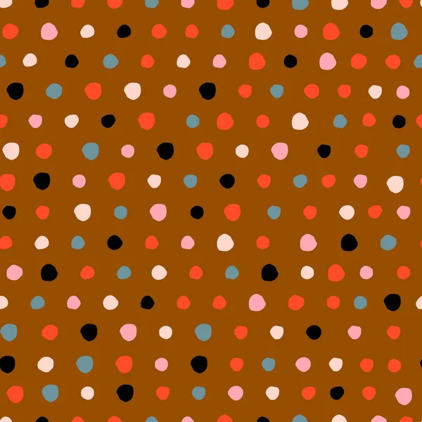 Simple Colourful Polka Dot Seamless Pattern Vector Dotted Texture Hand — Stock Vector