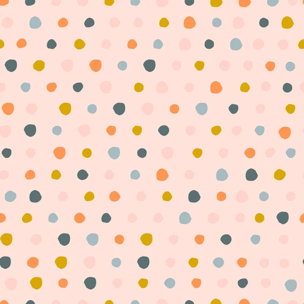 Simple Colourful Polka Dot Seamless Pattern Vector Dotted Texture Hand — Stock Vector