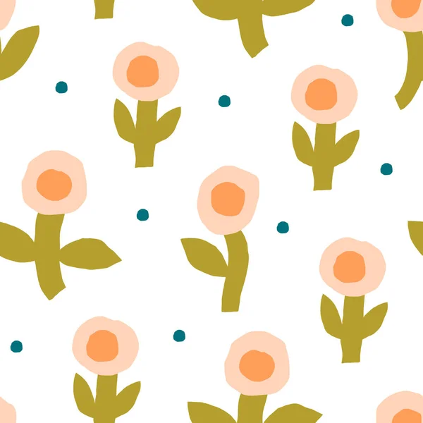 Patrón Floral Sin Costura Vectorial Textura Abstracta Con Flores Simples — Vector de stock
