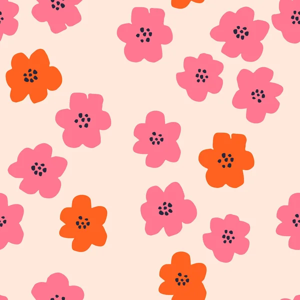 Schöne Florale Textur Mit Handgezeichneten Blumen Nahtloses Blumenmuster Retro Stil — Stockvektor