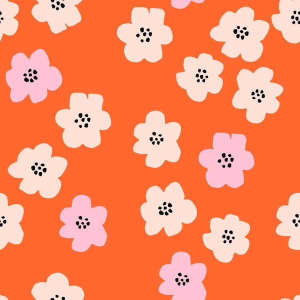 Belle Texture Florale Avec Des Fleurs Dessinées Main Motif Floral — Image vectorielle