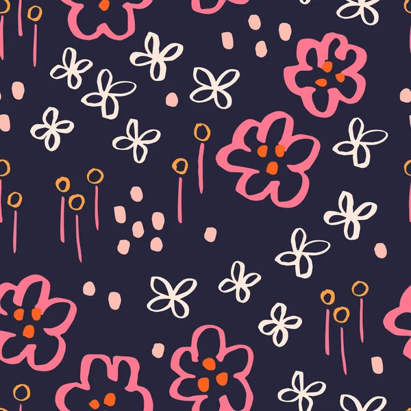 Belle Texture Vectorielle Floral Field Motif Floral Sans Couture Avec — Image vectorielle