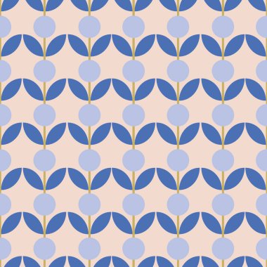 Eski usul soyut çiçek deseni. Tekrarlanan şekillerle basit vektör dokusu. Yüzyılın ortalarında vektör