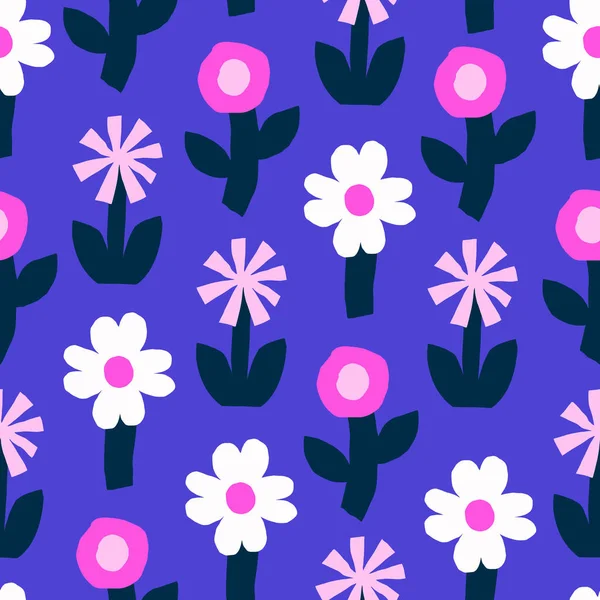 Schöne Nahtlose Muster Mit Verschiedenen Blumen Vektor Florale Textur Schneiden — Stockvektor