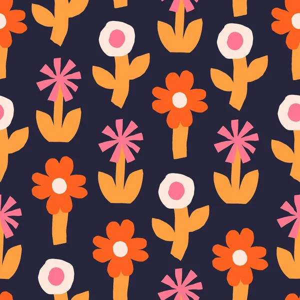 Magnifique Motif Sans Couture Avec Différentes Fleurs Texture Florale Vectorielle — Image vectorielle