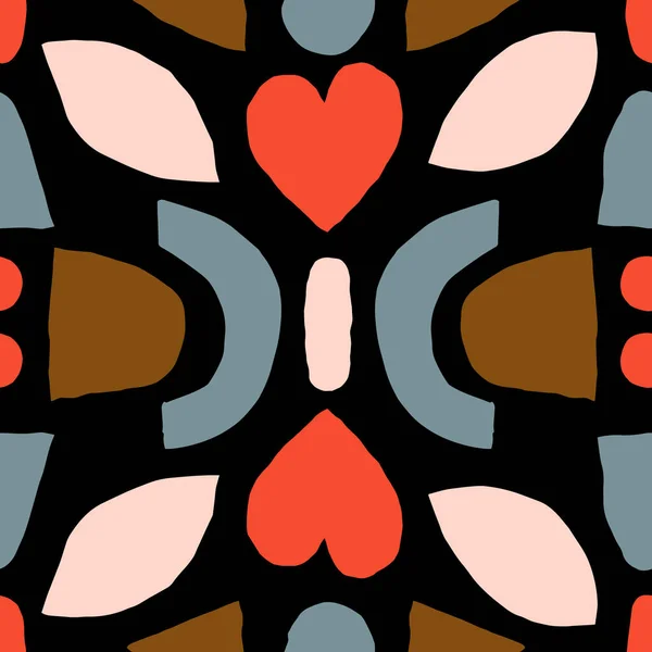 Texture Mignon Sans Couture Avec Une Composition Symétrique Modèle Collage — Image vectorielle