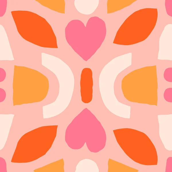 Texture Mignon Sans Couture Avec Une Composition Symétrique Modèle Collage — Image vectorielle