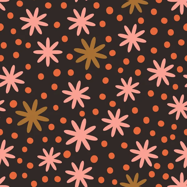 Streszczenie Tekstury Doodle Prostych Kwiatów Kropek Cute Wektor Dekoracyjne Tekstury — Wektor stockowy