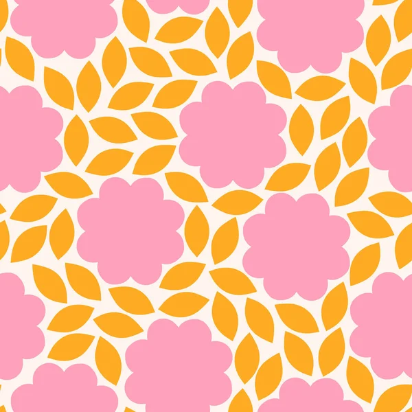 Schöne Nahtlose Muster Mit Stilisierten Blumen Und Blättern Vektorabstrakte Florale — Stockvektor