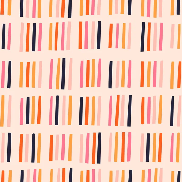 概要レトロなスタイルの線型パターン 手描きのラインでシームレスな質感 色の幾何学的な繰り返しの背景 — ストックベクタ