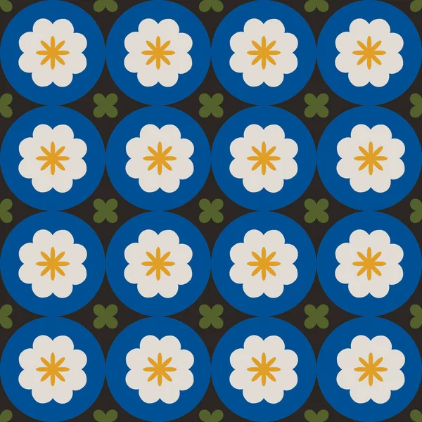Motif Moderne Tuiles Florales Dans Style Rétro Texture Géométrique Simple — Image vectorielle
