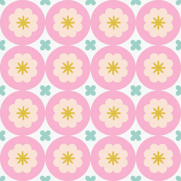 Modern Floral Tile Pattern Retro Style Simple Geometric Shapes Texture — Stock Vector