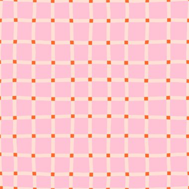 Yaratıcı damalı çizgiler deseni. El çizgileri olan kusursuz bir vektör dokusu. Ekose arkaplan