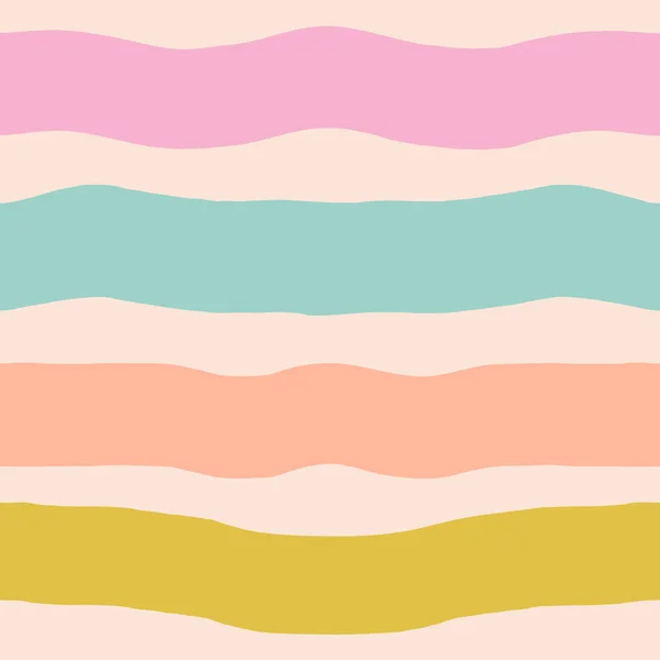 抽象的な大胆なストライプパターン 手描きの水平線によるベクトルシームレスパターン カラフルなライニングテクスチャ — ストックベクタ