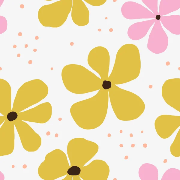 Belo Padrão Sem Costura Floral Textura Vetorial Com Flores Desenhadas — Vetor de Stock