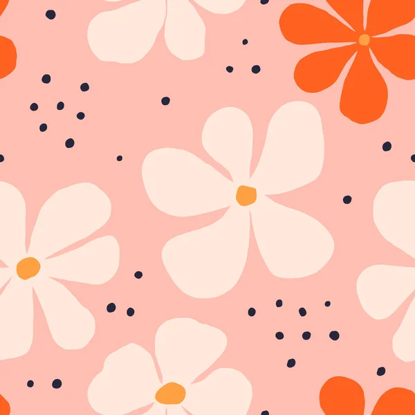 Schöne Florale Nahtlose Muster Vektorstruktur Mit Handgezeichneten Blumen Nahtloser Floraler — Stockvektor