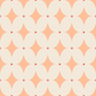 Noktalı ve yıldız şekilli elementli kusursuz vektör deseni. Modern tarzda klasik geometrik dokular. Zarif arkaplan