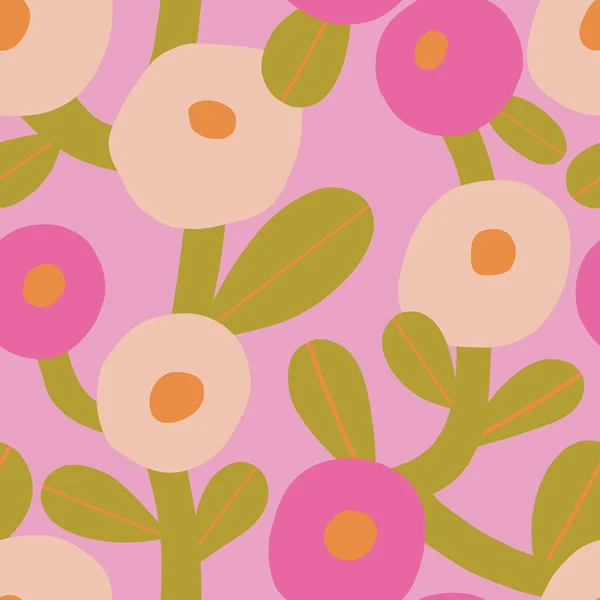 Śmiałe Kwiatowe Bezszwowe Tekstury Cute Wzór Wektor Dużymi Kwiatami Liśćmi Ilustracje Stockowe bez tantiem