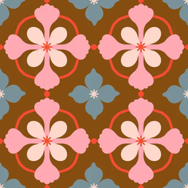 Όμορφη Απρόσκοπτη Μοτίβο Γεωμετρικό Floral Κεραμίδι Διάνυσμα Υφή Κεραμικό Στυλ Royalty Free Διανύσματα Αρχείου