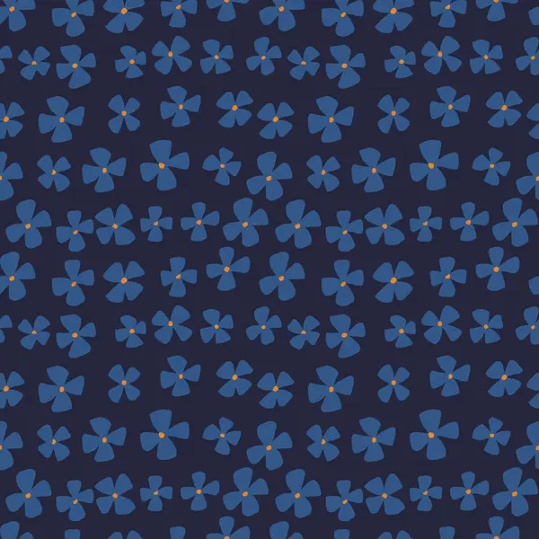 Minimalist Çiçeksiz Desen. Kumaş, duvar kağıdı ve kırtasiye için şirin el çizimi tekrarı. Siyah ve Mavi Yaz Çiçek Tarlası dokusu
