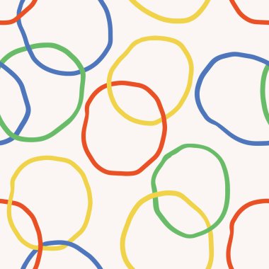 Farklı renklerde el çizimi çemberlerle soyut ve kusursuz desen. Wonky Circles dokusu Kağıt, Tekstil, Ev Dekorasyonu için mükemmel.