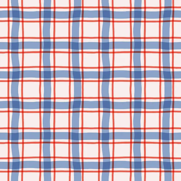 El çizimi Soyut Çizgili Çizgiler Kusursuz Desen. Modern Oyuncak Ekoseli Doku. Cottage Çekirdek Biçiminde Sevimli ve Basit Geometrik Arkaplan