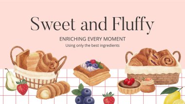 Pasta günü konsepti olan blog afişi şablonu, suluboya stili