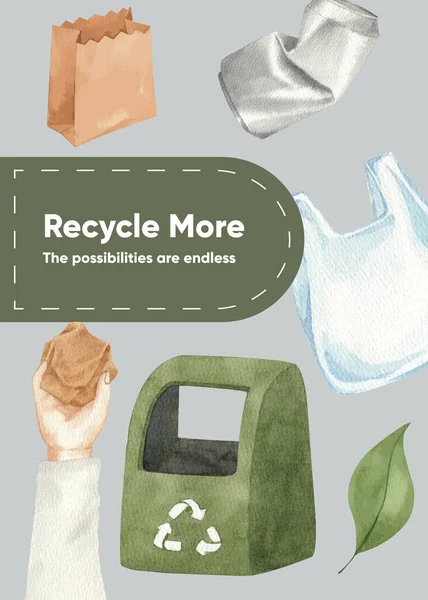 Instagram Story Vorlage Mit Globalem Recycling Konzept Aquarell Styling — Stockvektor