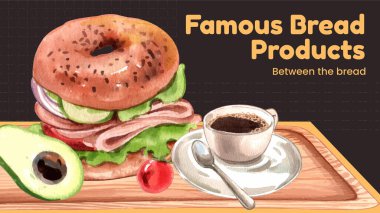 Simit günü kavramlı blog pankartı şablonu, suluboya stil