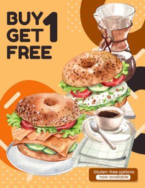 Simit günü konseptli poster şablonu, suluboya stil