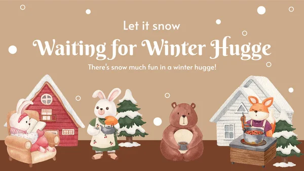 Blog Banner Template Winter Hugge Life Concept Υδατογραφία — Διανυσματικό Αρχείο