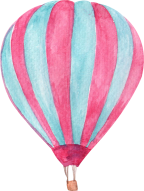 Sıcak hava balonlu suluboya çizimi. yüksek kaliteli resimleme