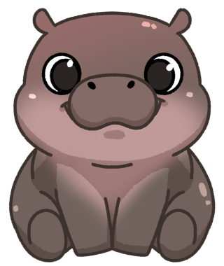 Şirin pigme hippo karikatür dijital resim