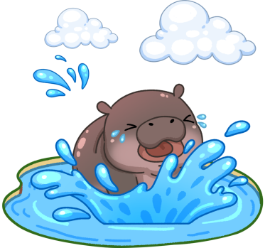 Şirin pigme hippo karikatür dijital resim