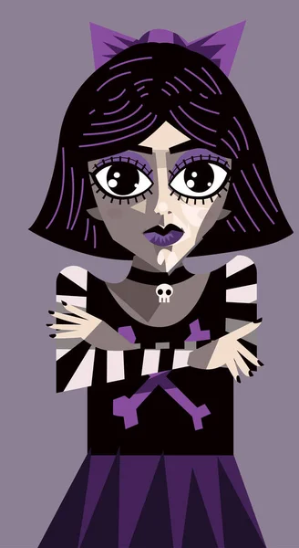 Темная Крутая Девочка Подросток Эмо — стоковый вектор