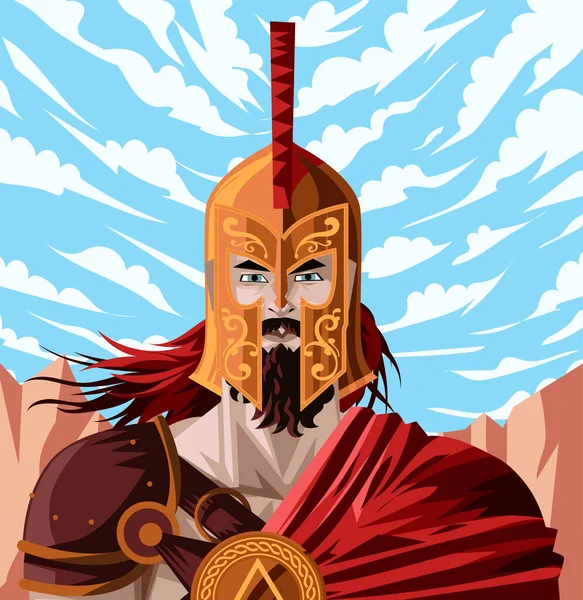 Guerreiro Blindado Espartano Pronto Para Batalha — Vetor de Stock