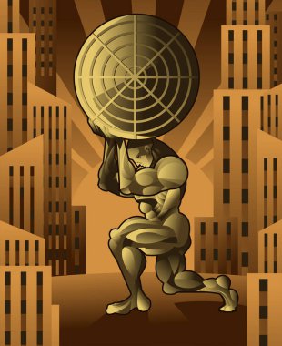 atlas giant titan holding the globe clipart