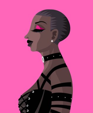 Deri ve ipler içindeki Afrikalı şehvetli kadın.