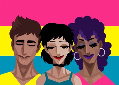 Gururlu panseksüel insanlar lgbt bayrağı