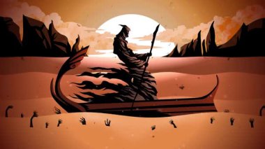 Yunan mitolojisi, Charon yeraltı dünyasındaki ruhları taşıyan bir teknede