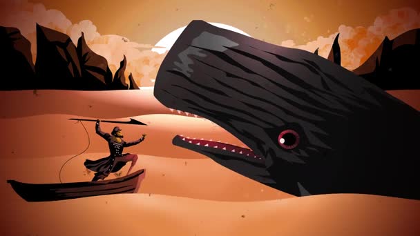 boat captain hunting a whale with harpoon