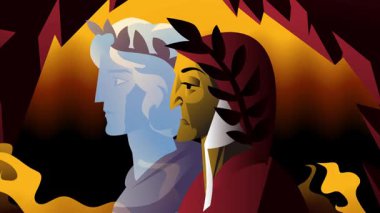 Dante şair cehennemde hayaletle seyahat ediyor.