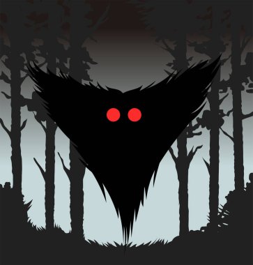 Gecenin karanlığında ormanda garip bir güve adam.