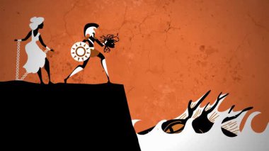 Cetus canavarı, Medusa kafası ve Andromeda zincirli Perseus.