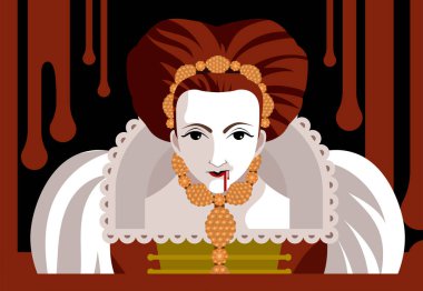 Sanat, hamam, kan, kontes, Elizabeth, illüstrasyon, demir, bayan, bakire, asil kadın, portre, kraliçe, kırmızı, işkence, vektör, Victoria, cadı, kadın.