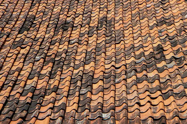 texture, pattern or arrangement of red clay rooftile