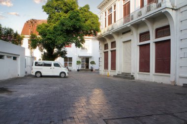 Kota Lama or Old City, Semarang downtown street with old historical building  clipart