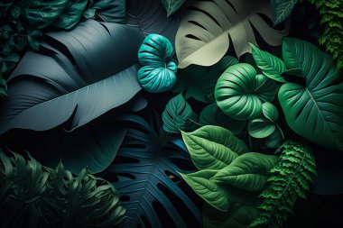 Bitki ve yaprakların arkaplanı Çiçek tropikal desenli arka plan kullan